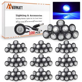 Meerkatt (paquete de 100) 3/4 pulgadas redondo lente transparente azul Mini LED montaje empotrado marcador lateral luz indicador de luz Pickup bicicleta camper camper barco remolque ATV RV impermeable 12 V DC Plug 3LED-DC