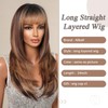 Allbell Honey Brown Wigs for Women Long Straight Layered Wig