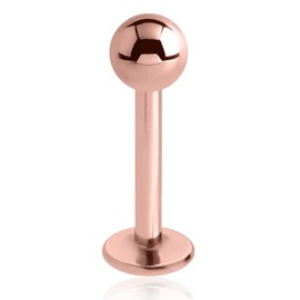 eeddoo Rose Gold Labret Piercing Rose Gold 27 Sizes for Lip Piercings, Nose, Madonna, Monroe, Helix, Tragus - Made of Stainless Steel (Rose Gold Steel) - 1.2 mm/1.6 mm Bar with Ball Screwable