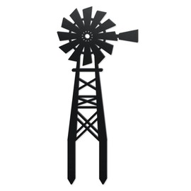 WADORN Windmill Decorative Silhouette Garden Stakes, Metal Windmill Stakes Statues Ornaments Lovers Gifts Yard Art Black Silhouette Yard Outside Decor for Backyard Patio, 6.3x14.2 Inch