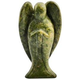 SUNYIK Unakite Guardian Anagel Statues,Hand Carved Pocket Stone,Figurine,Sculpture,Sphere 4"