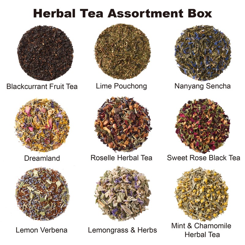 EZR Leaf Herbal Tea Assortment Box 22CT, Presentation Sampler, Gift