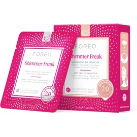 Foreo Máscara facial Shimmer Freak Advanced Collection 2.0 UFO-Activated Contorno de ojos Belleza facial Agua de rosas Niacinamida Todo tipo de piel Arrugas Hinchazón 6 u. por paq.