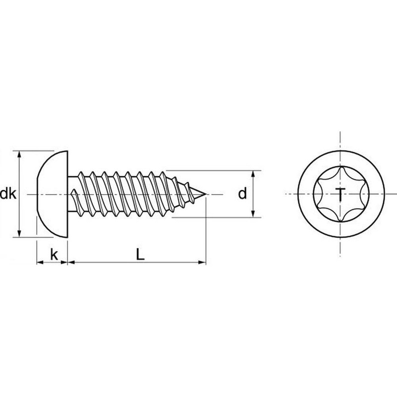 50 x flat head self-tapping screws with hexalobular socket, ISO