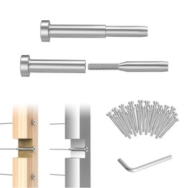 CKE 30 Pack Invisible Cable Railing kit 3/16" Swage Tensioner Hardware and Terminal Hidden T316 Stainless Steel Invisible Receiver and Swage Stud End for 2"x2" 4"x4" Wood/Metal Post Deck Stairs CR31
