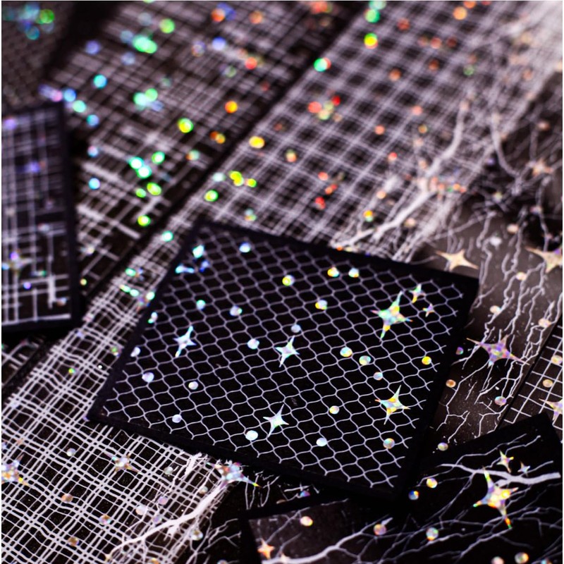 MOLNESO 6 Rolls Clear Holographic Decorative Tape, Wide PET Star