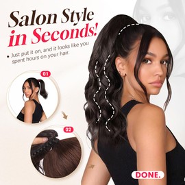 Sidaila 18" Curly Claw Clip Ponytail Extension Wavy Long Clip in Hair Extensions Natural Fake Hair Ponytails Synthetic Ponytail Wig Jaw Clip On Pony Tails for Women Girls - Brown Mix Hair Extensions