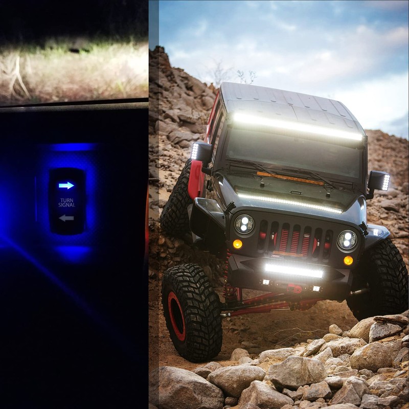 Nilight Turn Signal Switch Blue 4Pin ON-Off-ON Laser Etched SPDT