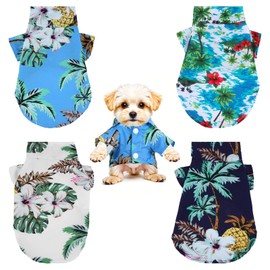 4pcs Hawaiian Style Dog Shirts for Small Dogs, Breathable Pet Clothes, Puppy Clothes Boy, Puppy Sweatshirt for Small Dog