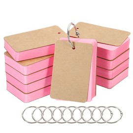 PATIKIL 3.5" x 2" Blank Flash Cards with Rings, 500 Pack Study Cards Index Cards Note Card Pre Hole Punched for Learning, Pink