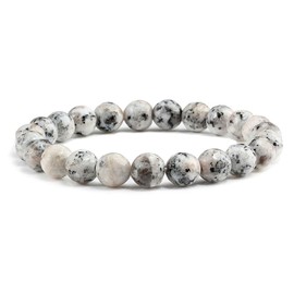 Handgefertigtes 8-mm-Edelstein-Perlenarmband für Männer und Frauen, elastisch | Kristallheilstein Blauer Türkis, Lapislazuli, Rosa, Schwarz, Rot, Grau, Grüner Achat (Kiwi-Jaspis)