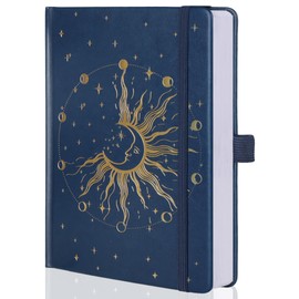 MGGAO Sun Moon Bullet Dot Journals for Women Men, A5 Dotted Hardcover Notebooks for Writing for Work, Travel, School, 190 Numbered Pages