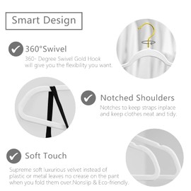 MIZGI Premium Velvet Hangers Pack 30 Pcs Heavyduty - Non Slip Slimline - Velvet Suit Hangers White - Gold Hooks,Space Saving Clothes Hangers