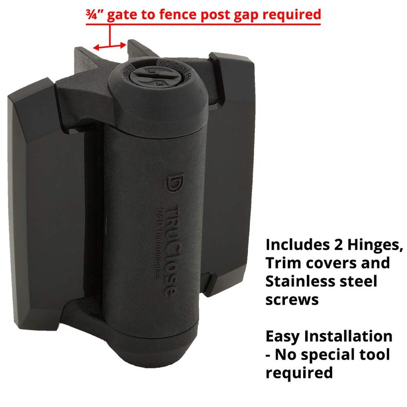 D&D Technologies TCA1L2S3BTS TruClose Regular Duty Gate Hinges, for Self