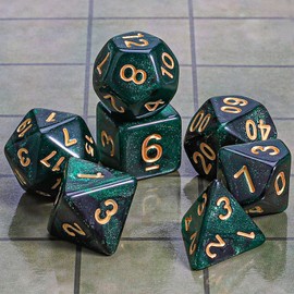 CiaraQ DND Polyhedral Dice Set with a Black Dice Bag for D&D RPG MTG Role Playing Table Games