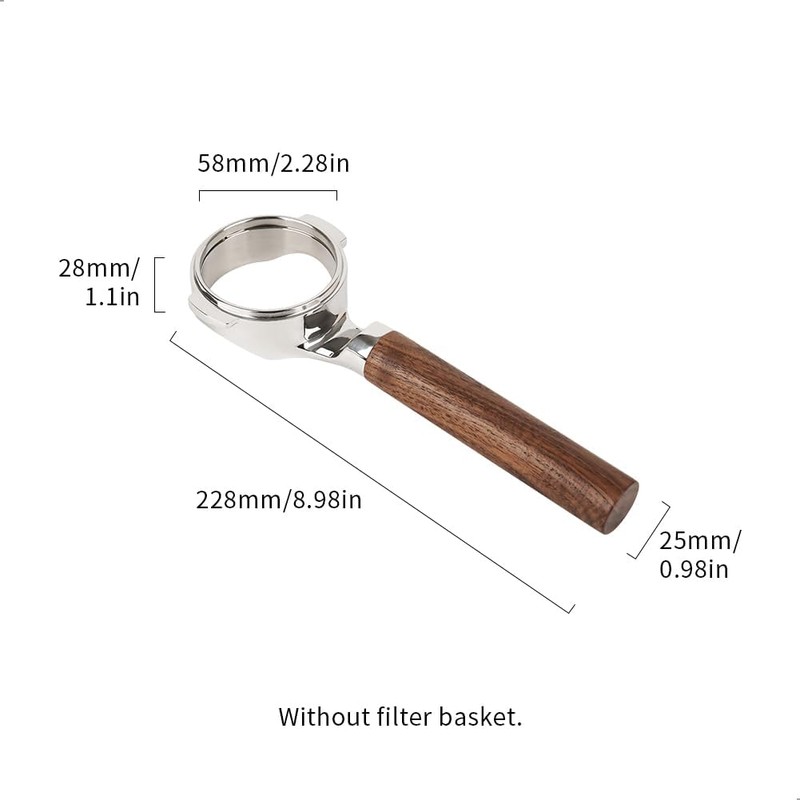 watchget 58mm Bottomless Naked Portafilter - Flat Base, Compatible with