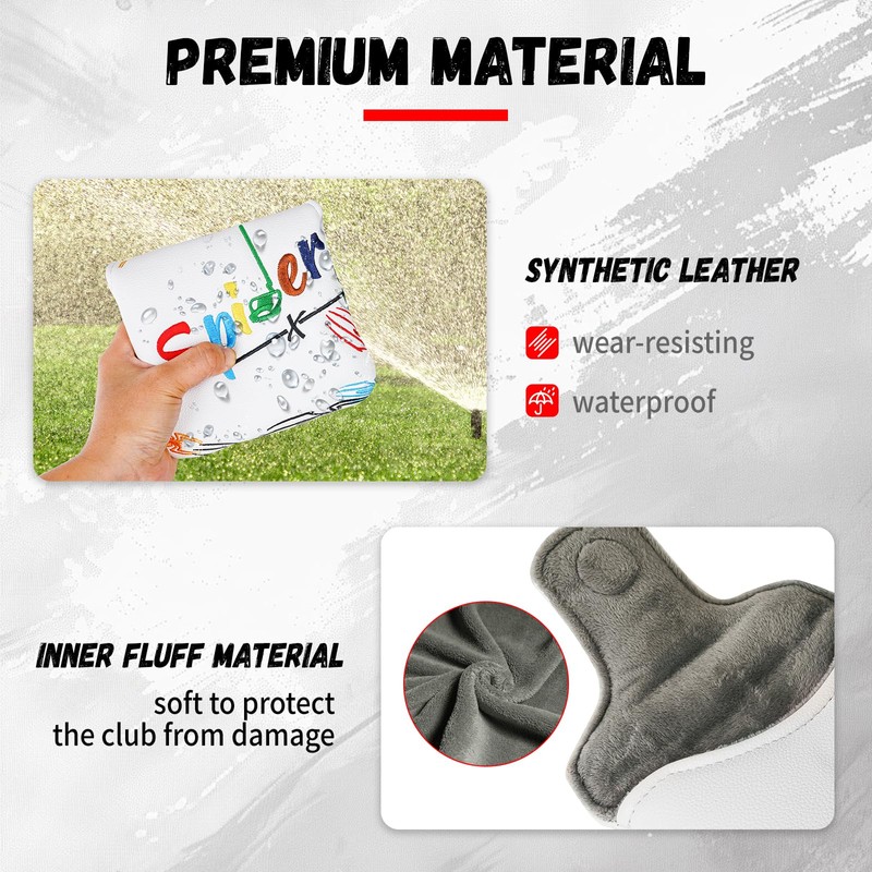 Golf Square Mallet Putter Cover Magnetic Heel-Shaft Headcovers Colorful Spider