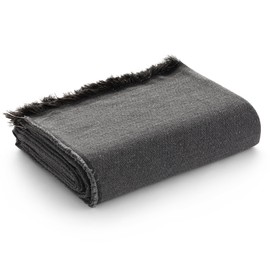 GAMUSI 2 Seater Sofa Throw, Multi-Purpose Bedspread for 90/105 cm Bed, Jarapa Foulard, Sofa Throw, Cotton, Plain Colour, 180 x 280 cm, Black