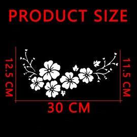 JNNJ Pack of 4 Side Stickers for the Body, Hibiscus Blossom Car Sticker, Hibiscus Flowers, Butterflies, Hawaii, Reflective Stickers, Waterproof Vinyl (White)
