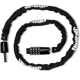 KUWAI Chain Lock, Bicycle Key, 4 Digit Dial Type, Bicycle Lock, Lightweight, Length 39.4 inches (100 cm), Weight 12.2 oz (340 g), Bike Lock, Free Password, No Keys Required, Black, 0.2 inch (4 mm) Chain, Dial Lock, Anti-theft