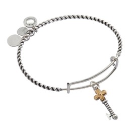 Alex and Ani Key Expandable Bangle Bracelet,Two Tone,Two Tone,Bracelet, Size 2 inches to 3.5 inches