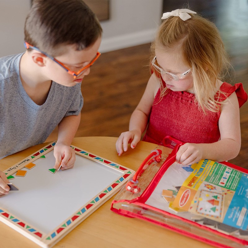 Melissa & Doug Deluxe Wooden Magnetic Pattern Blocks Set -