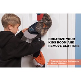 Perfect Curve Hat Organizer Cap Rack FAV | Hat Racks | Hold up to 20 caps | Over Door Organizer for Baseball Hat | Fitted & Adjustable Caps & Visors | Door Slam Proof | 1 Strap | White