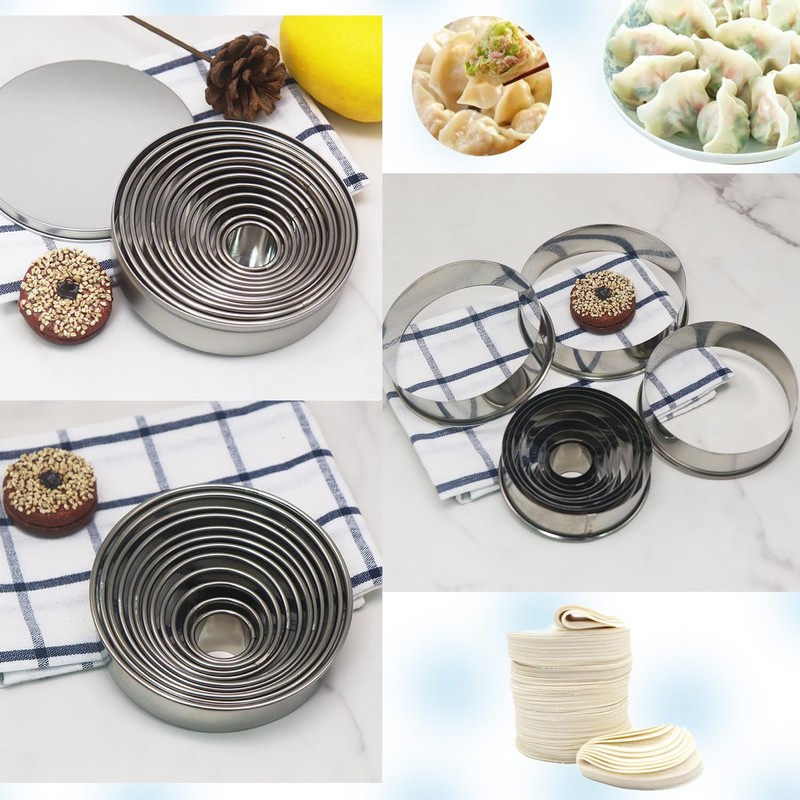 11 Pcs Premium Stainless Steel Round Cookie Cutters Set,Multi-Sized Circle