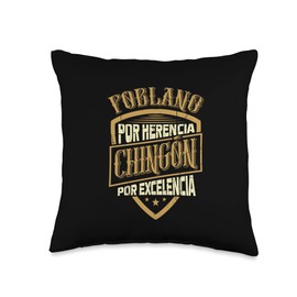 Orgullosamente de Puebla Poblano herencia, chingón por excelencia Throw Pillow, 16x16, Multicolor