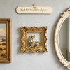 Rabbit Wall Decor with Gold Frame, Baroque Resin Bunny Wall