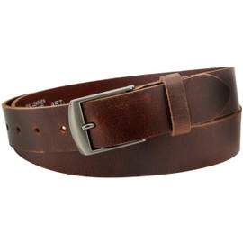 Vascavi Leather belt made of buffalo leather, made in Germany, brown, approx. 35 mm wide and approx. 3-4 mm thick, can be shortened, belt, full leather belt, denim belt, men's belt, women's belt,