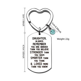 KENYG Inspirational Jewellery Gifts Silver Stainless Steel Dog Tag Key Ring Key Chain Key Fob For Daughter