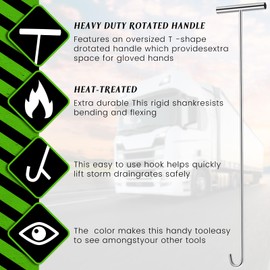 Zonon 2 Pack 31" 5th Wheel Pin Puller Solid Steel Chrome Plated Fifth Wheel Pin Puller Heavy Duty Portable Type Lifting Hooks for Pulling Storm Drain Manhole Covers, J Hook