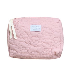 Makeup Bag Cute Cosmetic Bag Floral Large Capacity Pouch Travel Toiletry Bags for Women Girls Soft Accessories Organizer Case,Pink