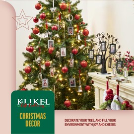 Klikel Family Tree Picture Frame Stand with 6 Hanging Photo Picture Frames - Medium Metal Tree 12 X 11 - Holds 6 Ornamental 2x3 Frames