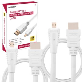 GeeekPi HDMI Cable, 1m White Raspberry Pi 4 Micro HDMI to HDMI Cable for Raspberry Pi 4 (Pack of 2)