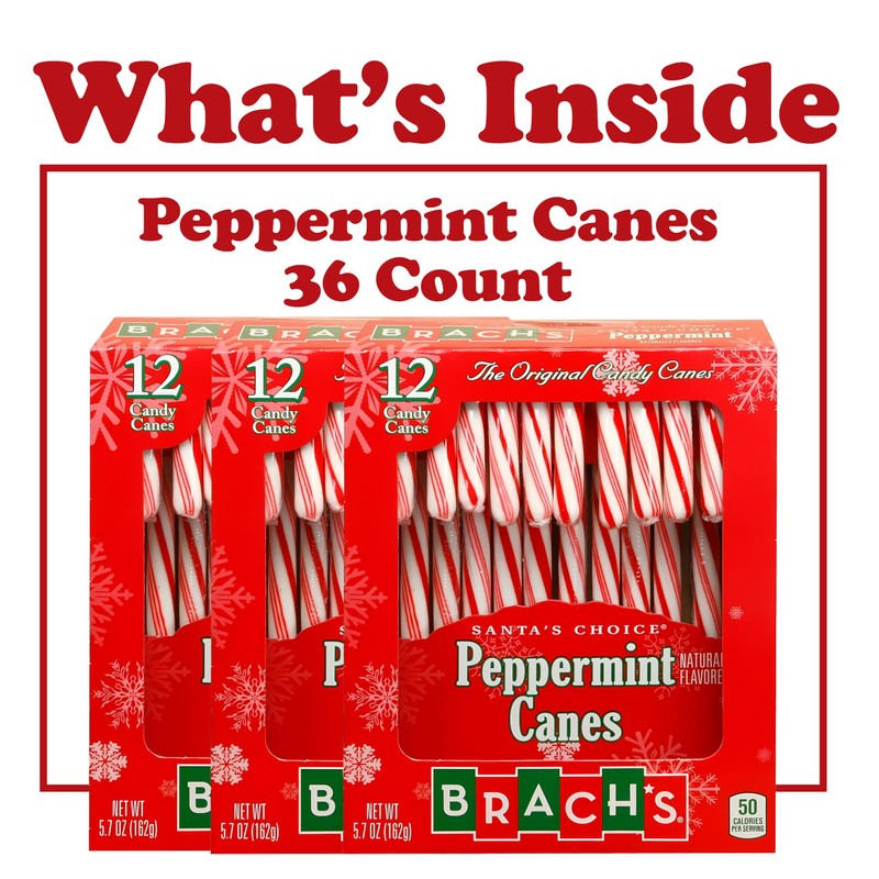 Brach's 12 Peppermint Candy Canes, 12 Count (Pack of 3)