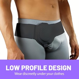 OPVYAEU Hernia Belt for Men and Women - Hernia Bandage Left and Right Wearable - Flexible Adjustable Hernia Belt - M (Black 86-112 cm Hip Circumference)