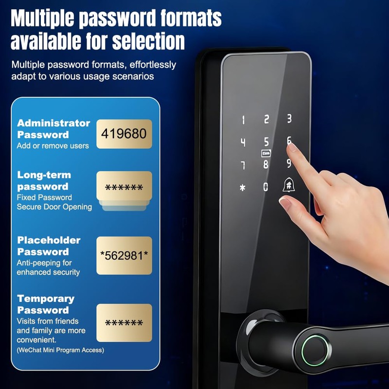 Fingerprint Smart Lock with 2 Lever Handle Set, App Control,