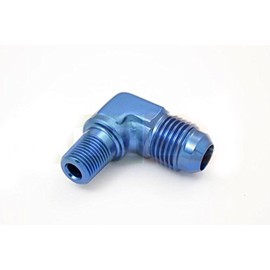 Autobahn88 Aluminum Anodized Hose End Fitting - Flare to Tube, Male to NPT Male, 90-Degree AN6 to 1/8 NPT (Blue)