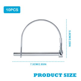 Fahibin 10 pcs Shaft Locking Pin, Wire Lock Pin, 6*70mm,D Shape Shaft Locking Pin, Hitch Pin with Round Arch Safety Coupler Pin, Heavy Duty Safety Coupler Shaft Locking Pin