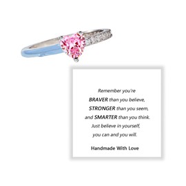 Angyape Heart Ring for Women, Pink Heart Split Rings Trendy Rhinestone Adjustable Gorgeous Pinky Rings for Daughter Jewelry Birthday Gifts. (pink)