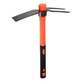 HARFINGTON 2 Teeth Garden Hoe Rake, 15" Dual Head Rake Hoe Garden Tools with Fiberglass Handle Garden Rakes Shovel for Gardening loosening Soil Weeding Digging