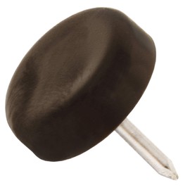Adsamm® 32 x plastic glides with nails, brown, diameter 18 mm, round, furniture glides with nail, furniture and floor protection in Adsamm® quality