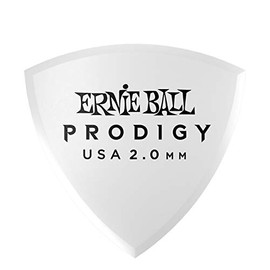 ERNIE BALL 9337 Guitar Picks, White SHIELD Prodigy, Triangle, 0.08 inch (2.0 mm), Delrin, White, 6 Pack