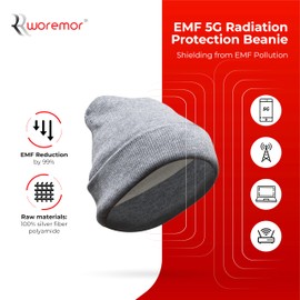 WOREMOR EMF 5G Knitted Beanie Safe Clothing Shielding - Silver Coated Fabric, One Size (Grey)