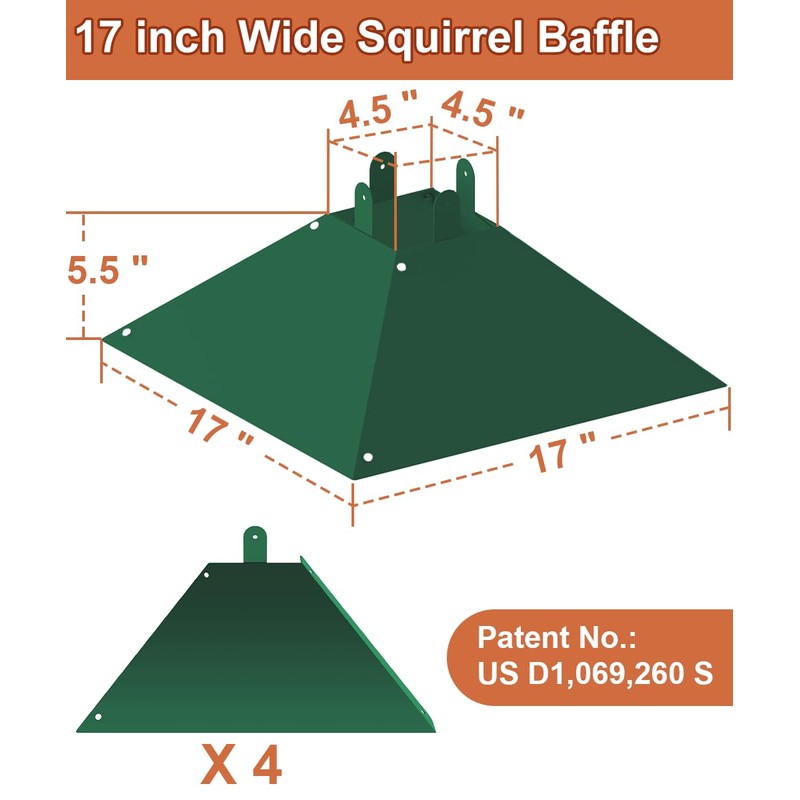 Khordin Metal Squirrel Baffle for 4x4 Post, Outside Wooden Pole