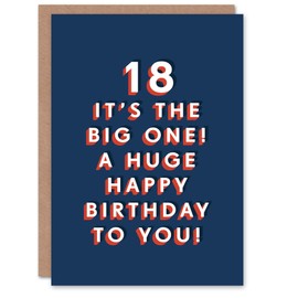 Artery8 Big One Bold Eighteen 18 Year Old Milestone 18th For Him Birthday Card