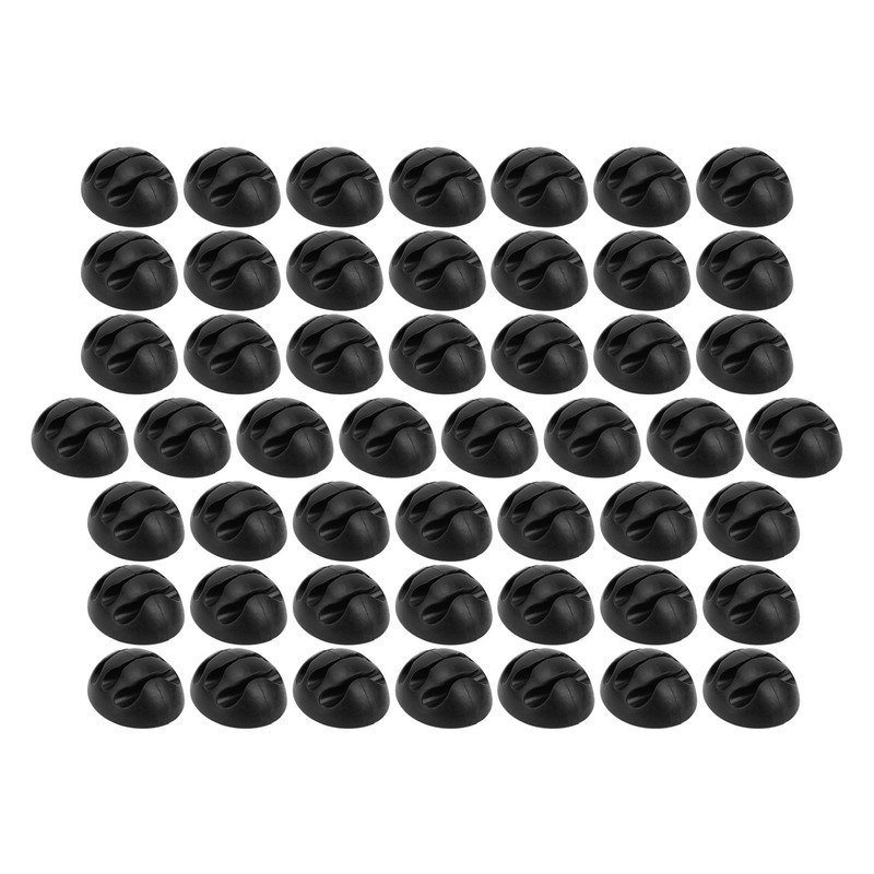 50pcs Cable Clip 3 Hole Silica Gel AntiCorrosion Black Adhesive