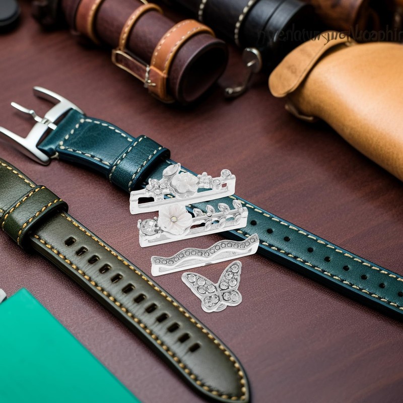 KOMBIUDA 4pcs Watch Strap Charms Decorative Rings Loops for Bands